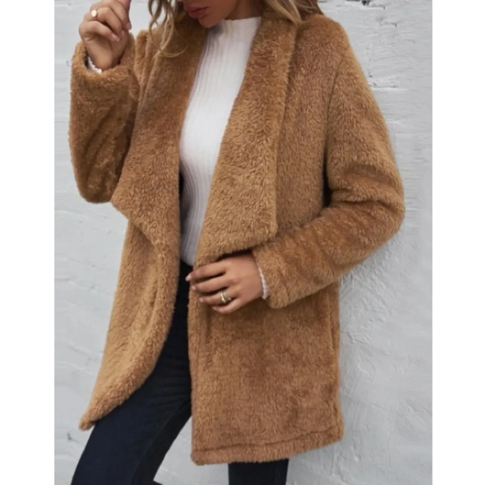 Cozy open front teddy coat